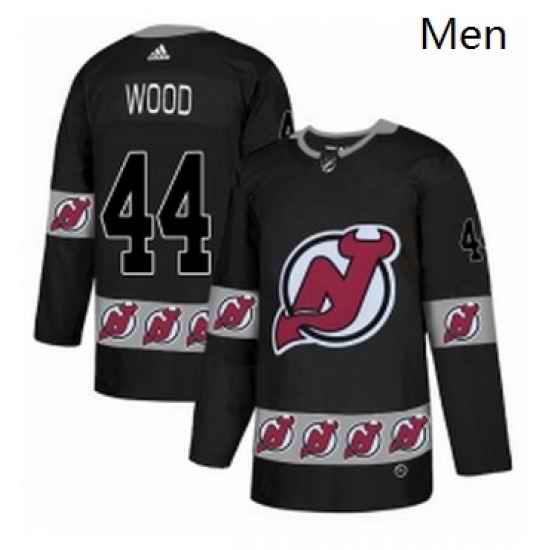 Mens Adidas New Jersey Devils 44 Miles Wood Authentic Black Team Logo Fashion NHL Jersey